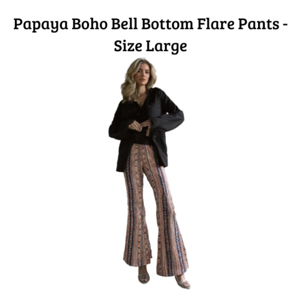 SOLD - Papaya Boho Bell Bottom Flare Pants - Size L - NWOT